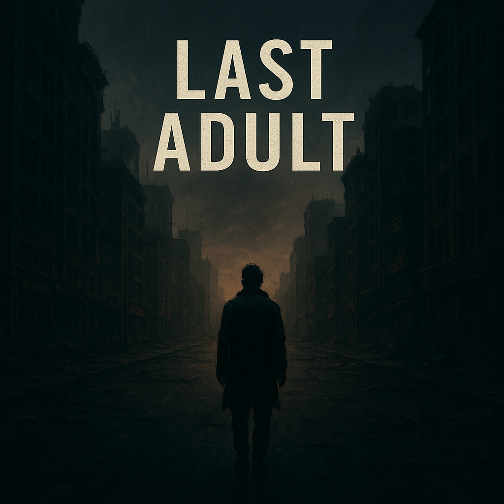 Last Adult cover: lone figure in an empty city